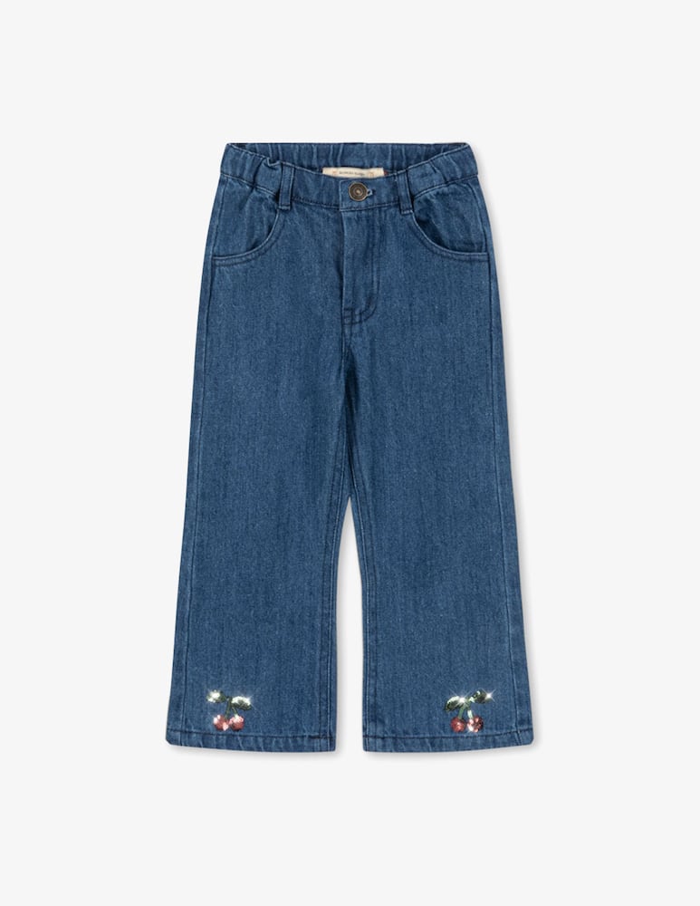 rinascente Konges Slojd Denim trousers with cherry detail