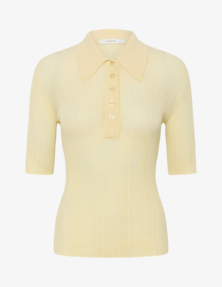 rinascente Gestuz Collared rib-knit polo top