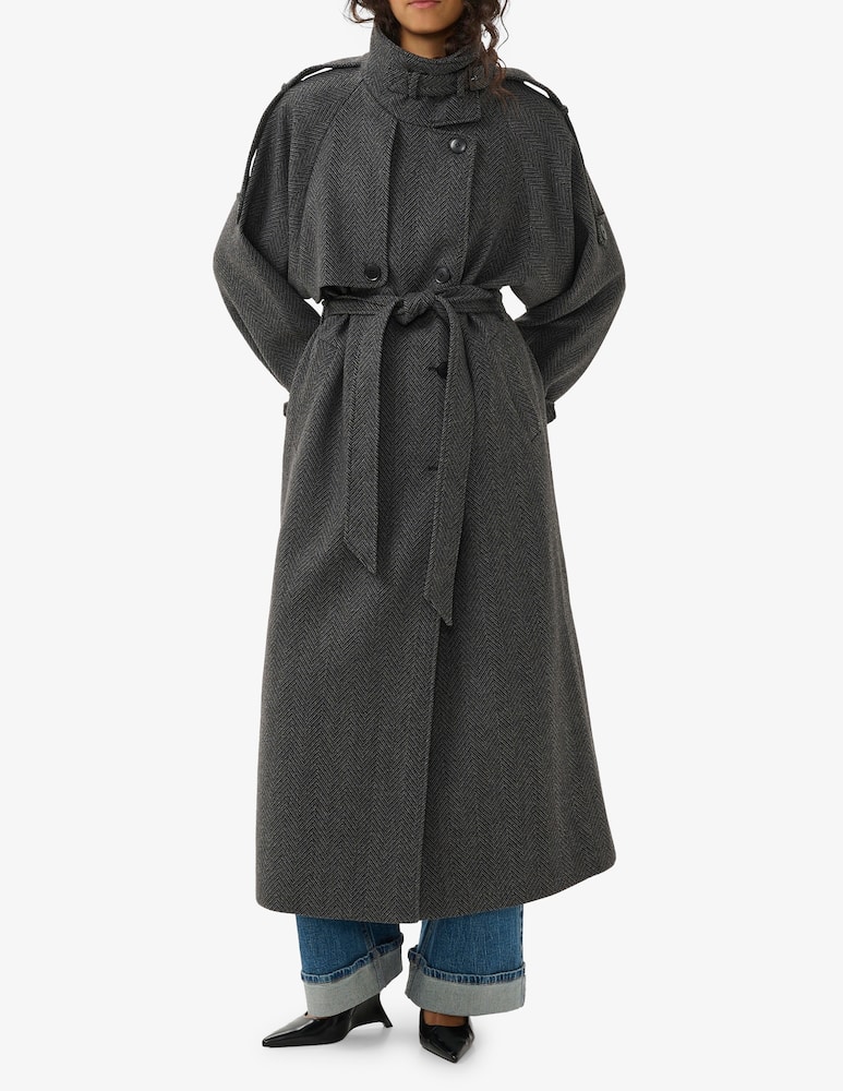 rinascente Gestuz Long herringbone trench coat