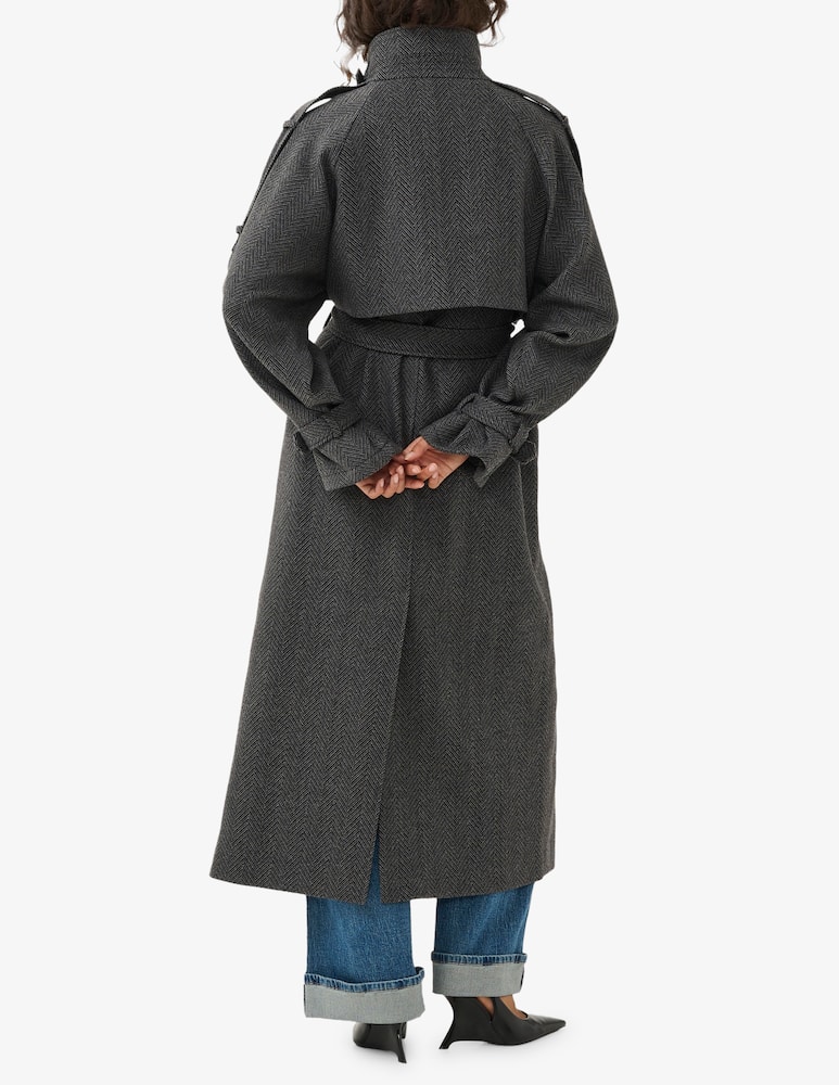 rinascente Gestuz Long herringbone trench coat