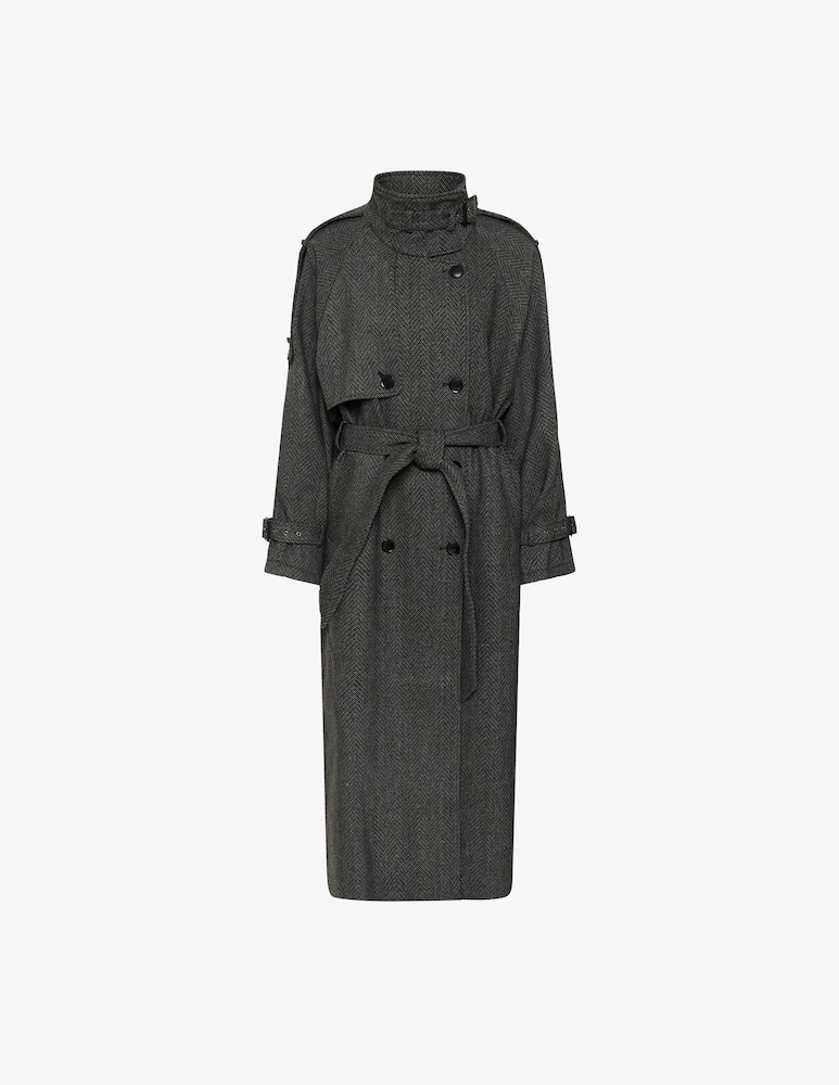 rinascente Gestuz Long herringbone trench coat