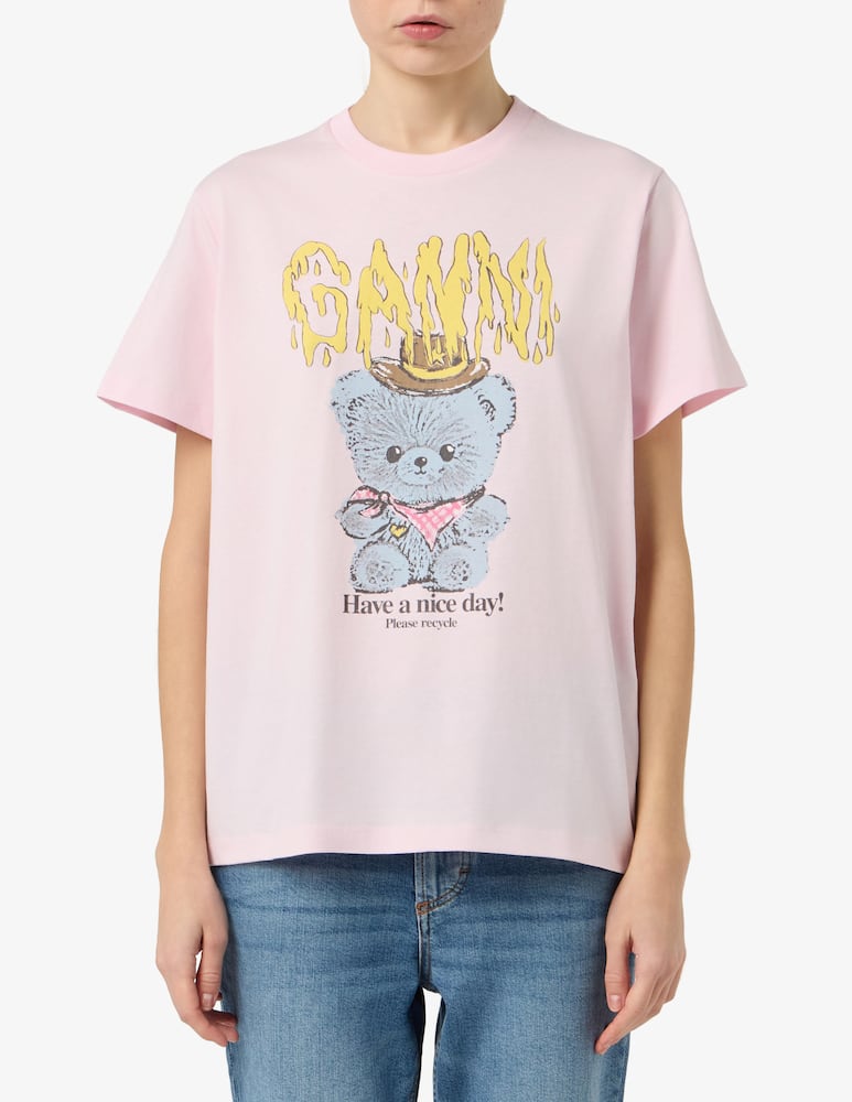 rinascente Ganni T-shirt cotone con stampa orso cowboy