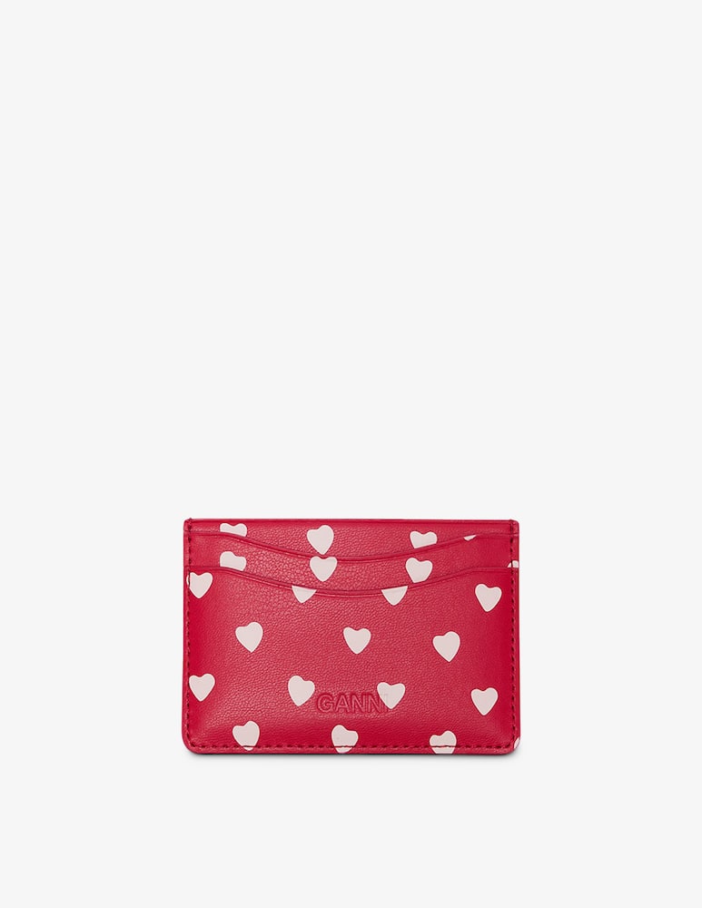 rinascente Ganni Heart print card holder