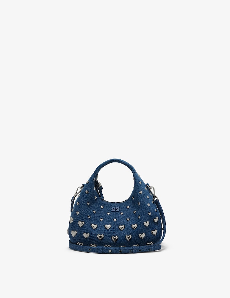 rinascente Ganni Borsa Hobo mini cuori in jeans