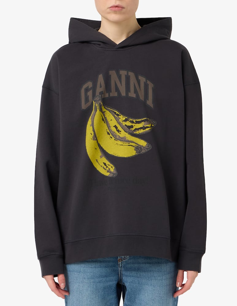 rinascente Ganni Felpa con cappuccio e stampa banane