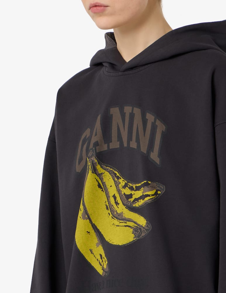rinascente Ganni Felpa con cappuccio e stampa banane
