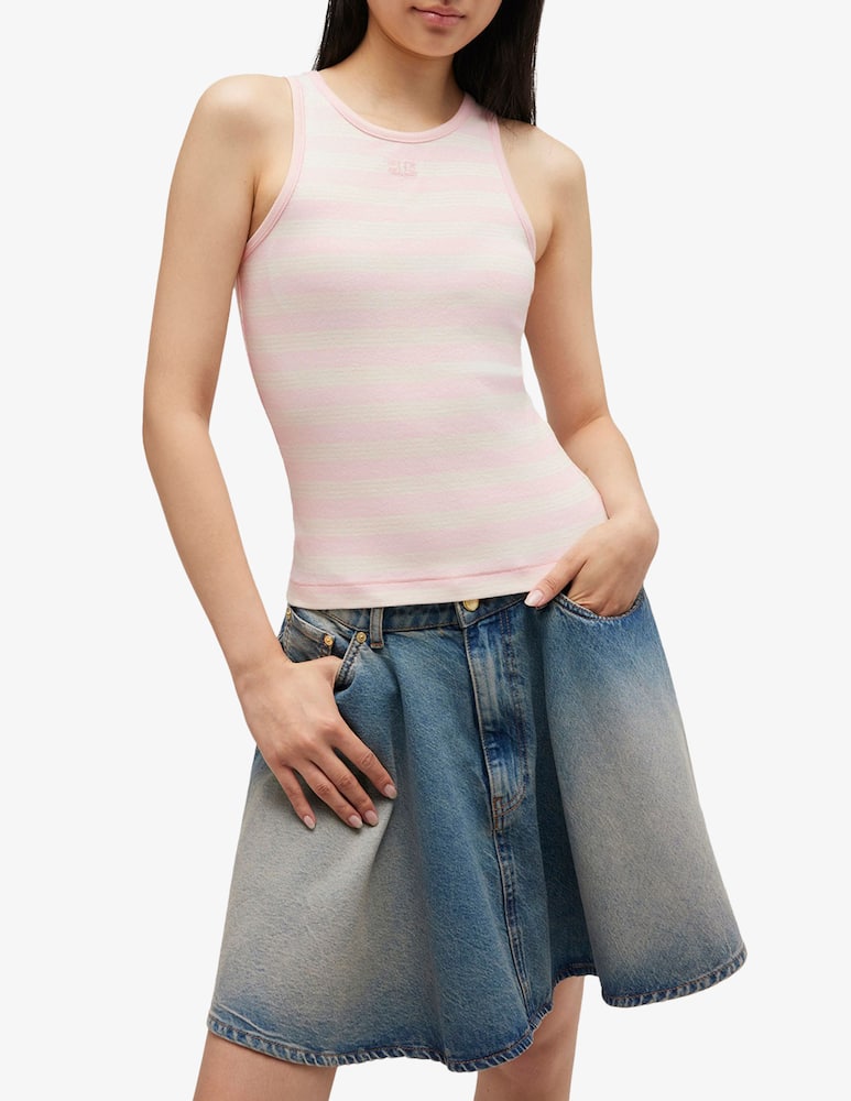 rinascente Ganni Canottiera a coste in cotone