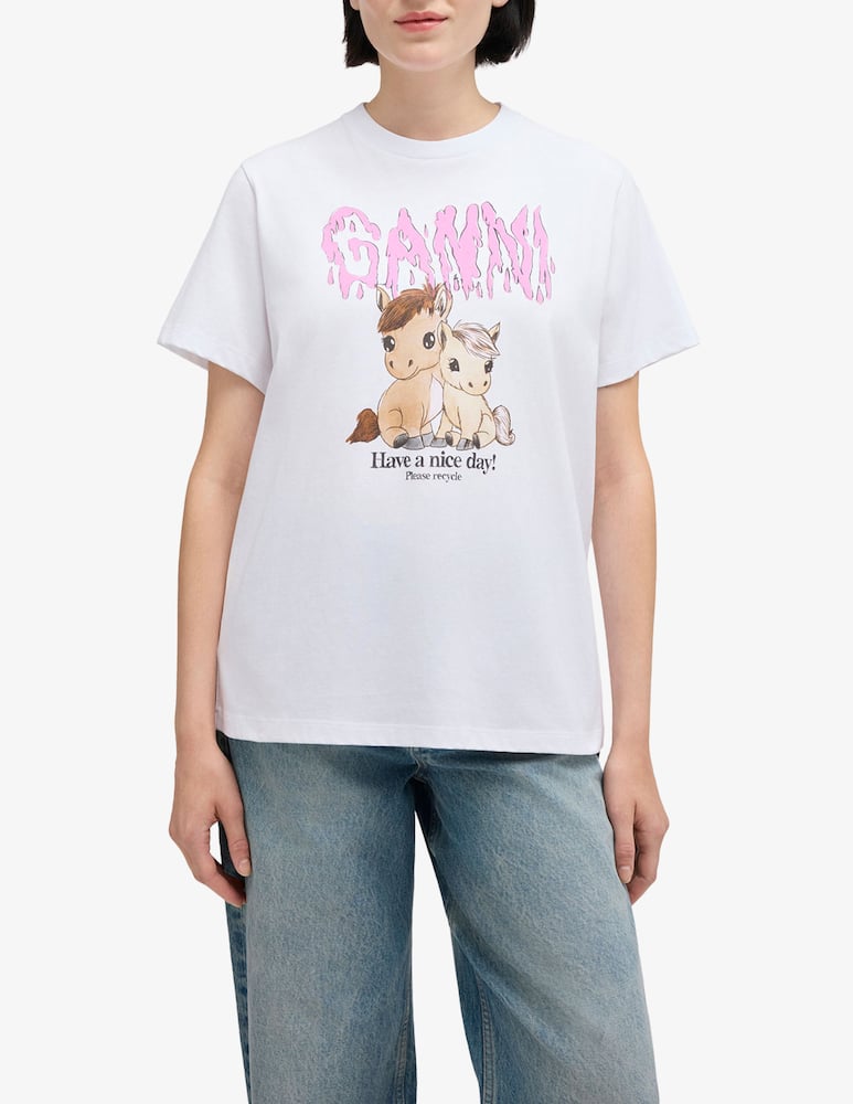 Ganni Pony print cotton t-shirt - picture 1 Ganni Pony print cotton t-shirt - picture 1