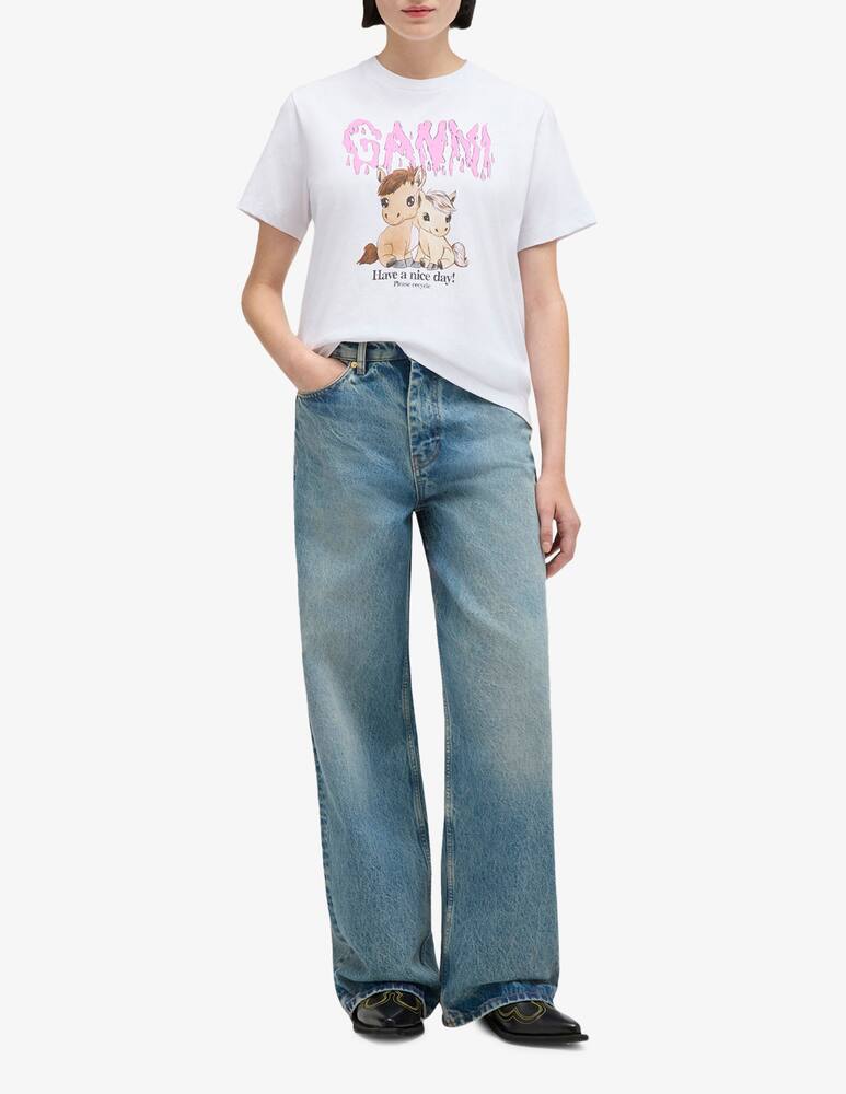 rinascente Ganni Pony print cotton t-shirt