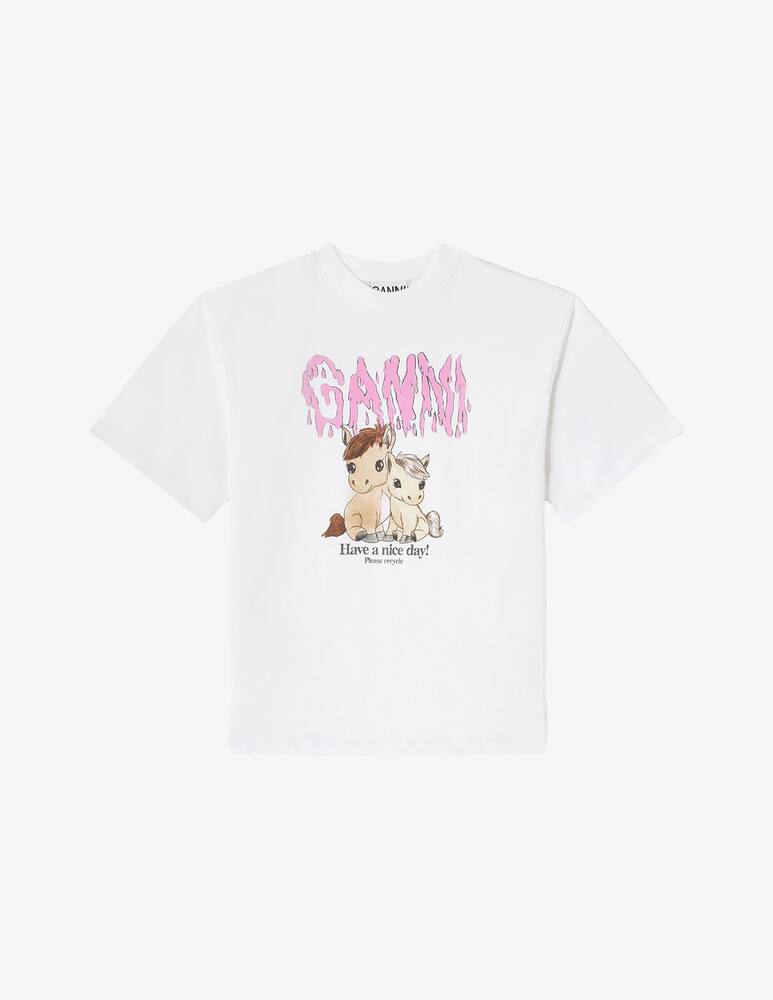rinascente Ganni Pony print cotton t-shirt
