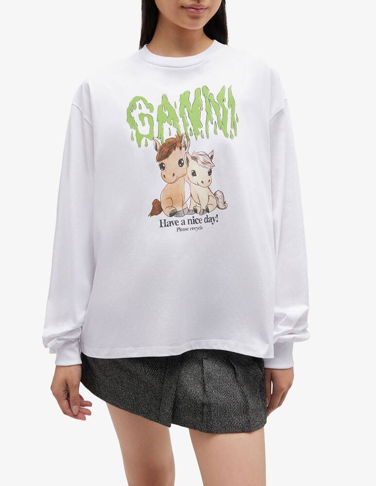 Ganni Maglia in cotone a maniche lunghe - immagine 1 Ganni Maglia in cotone a maniche lunghe - immagine 1