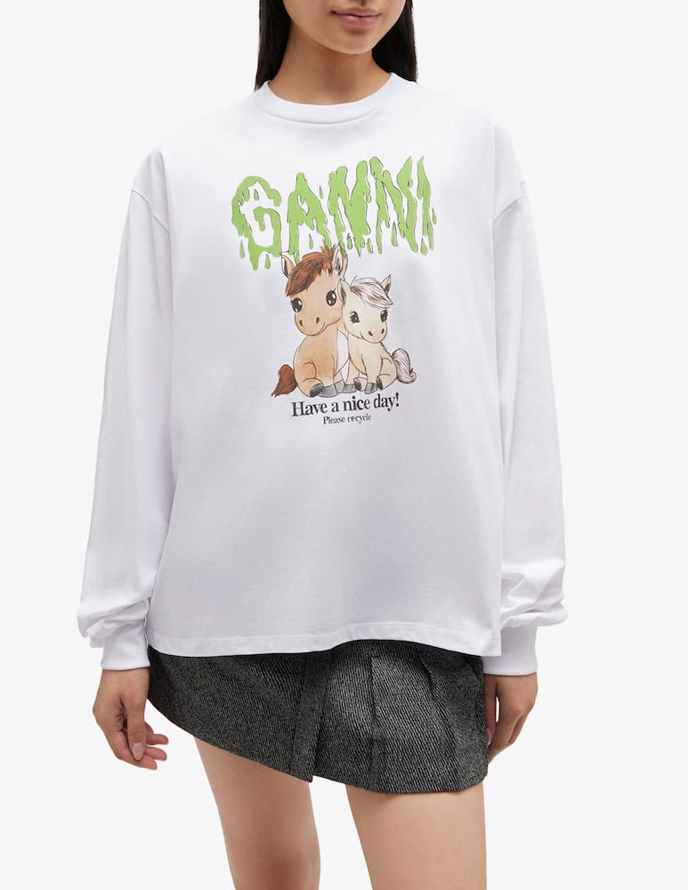 rinascente Ganni Graphic cotton jersey longsleeve