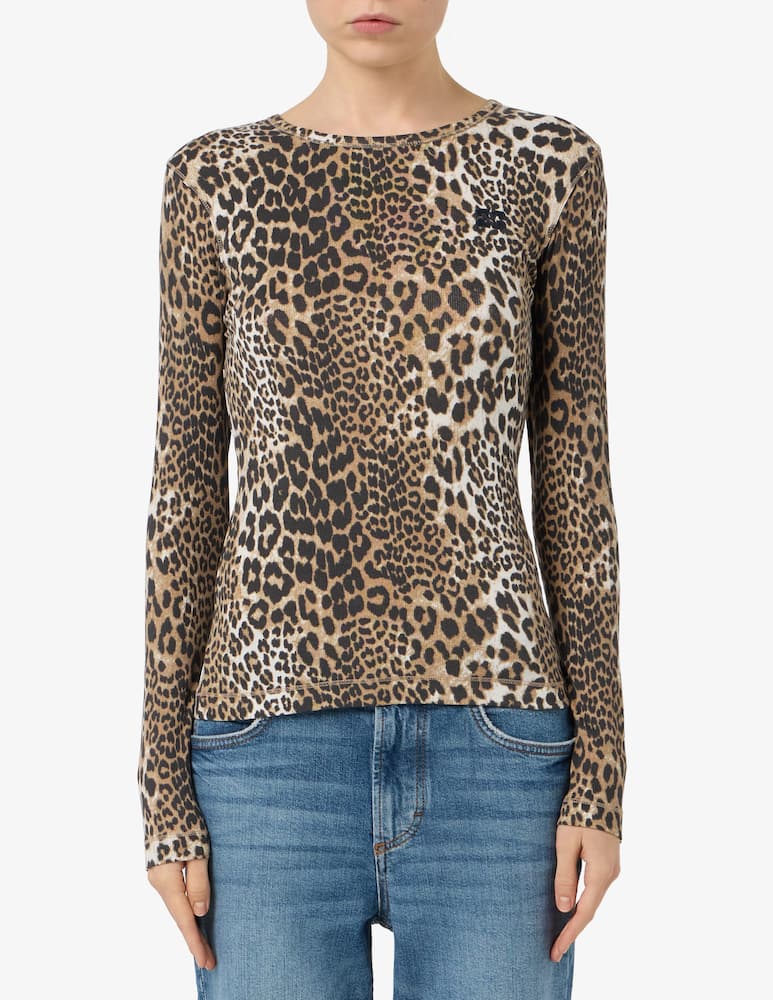 rinascente Ganni Soft cotton rib leo top