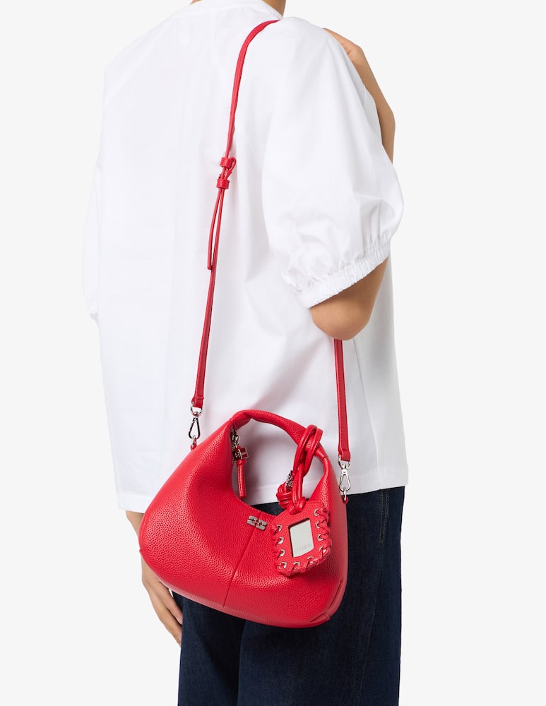 rinascente Ganni Hobo mini grained crossbody bag
