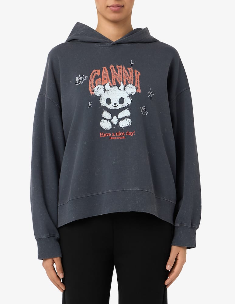 rinascente Ganni Felpa cropped con cappuccio Teddy