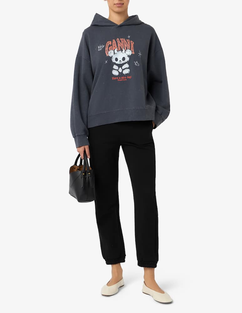 rinascente Ganni Felpa cropped con cappuccio Teddy