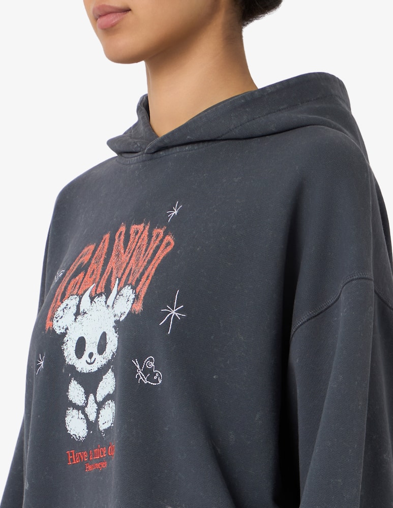 rinascente Ganni Felpa cropped con cappuccio Teddy