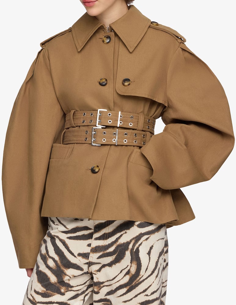 rinascente Ganni Workwear canvas peplum trench jacket