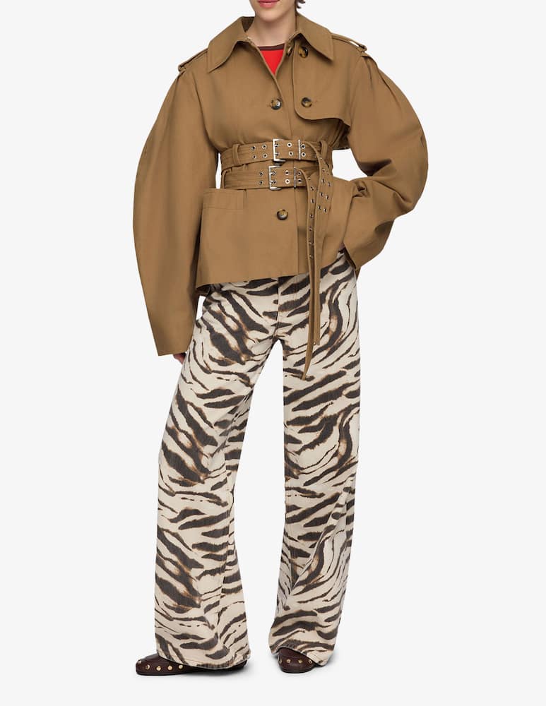 rinascente Ganni Workwear canvas peplum trench jacket