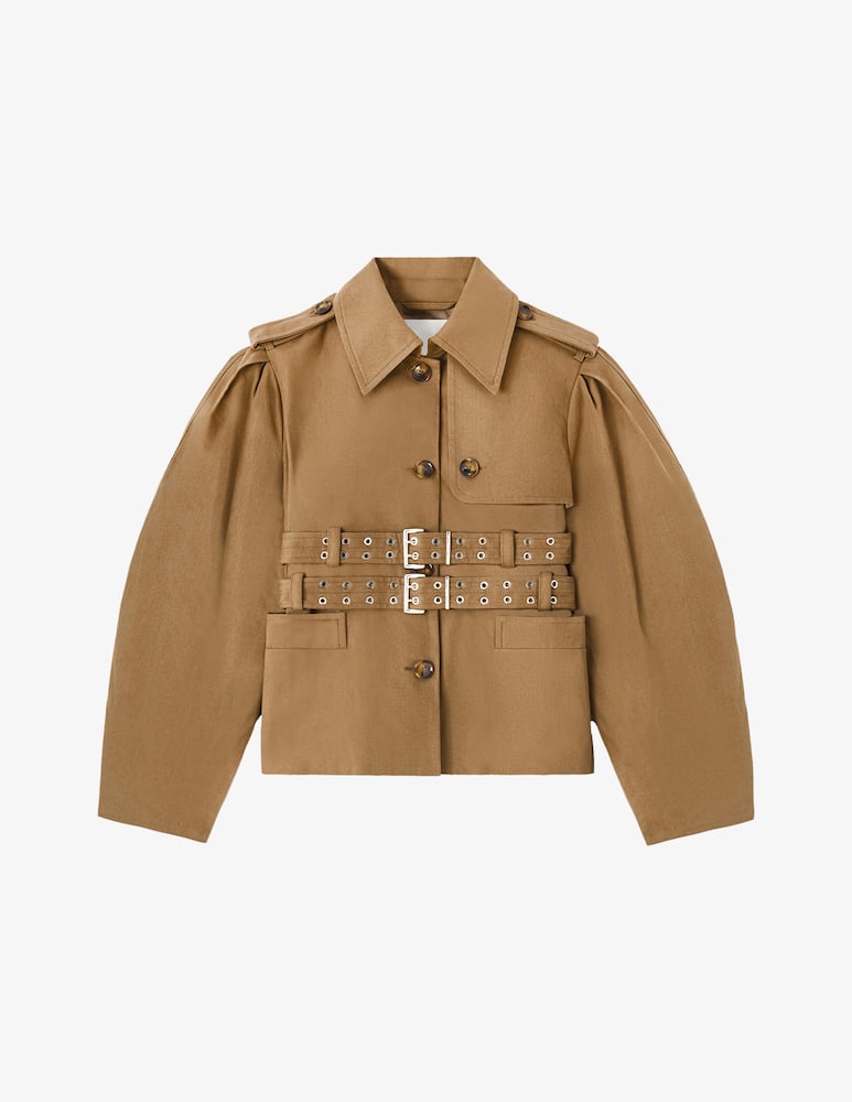 rinascente Ganni Workwear canvas peplum trench jacket