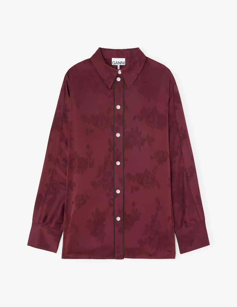 rinascente Ganni Fluid satin jacquard shirt