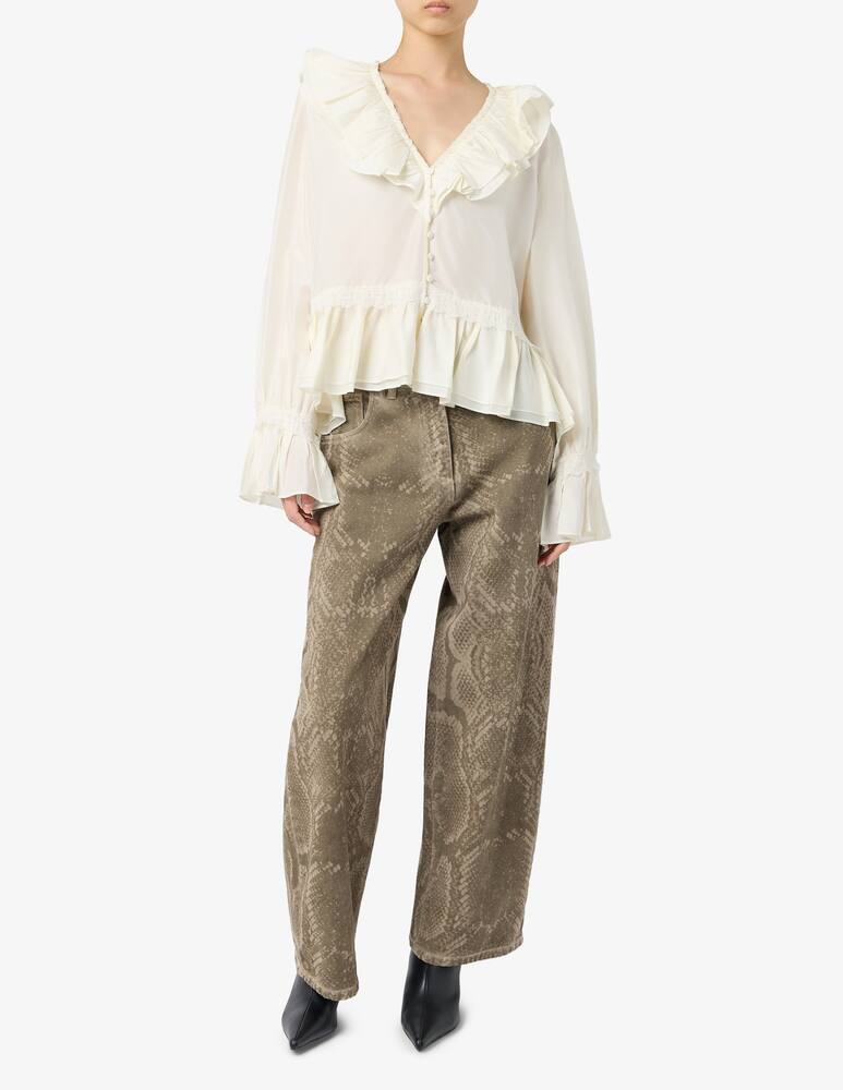 Ganni Blusa con volant e pizzo - immagine 2