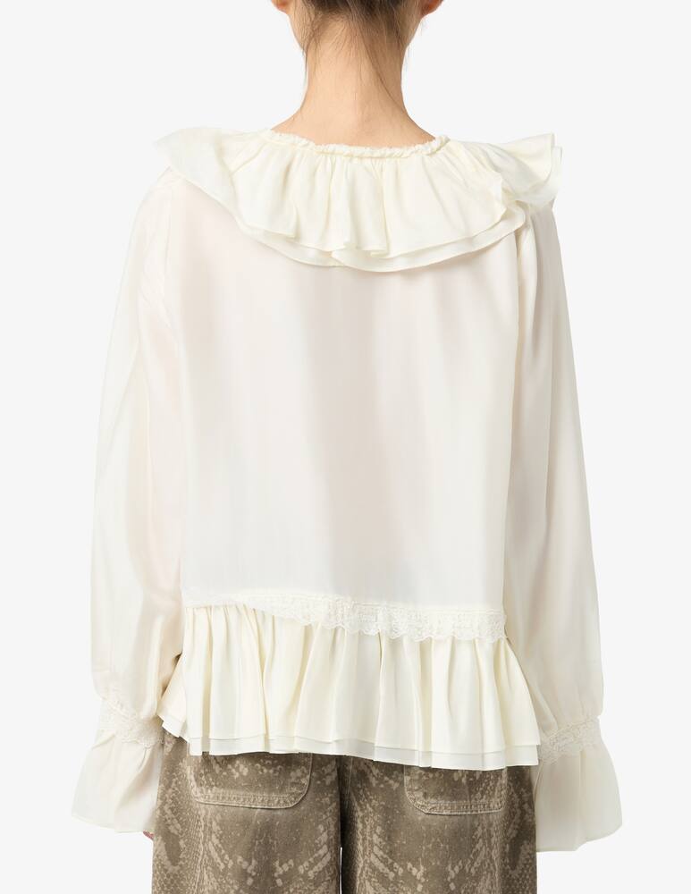 Ganni Blusa con volant e pizzo - immagine 3