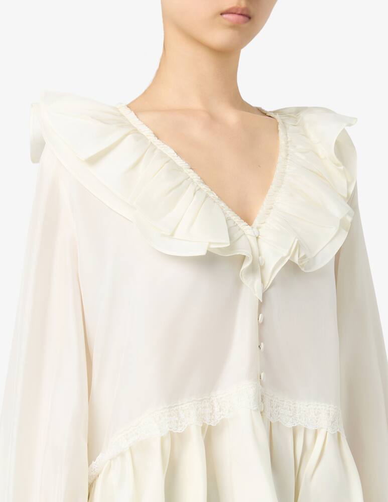 Ganni Blusa con volant e pizzo - immagine 4