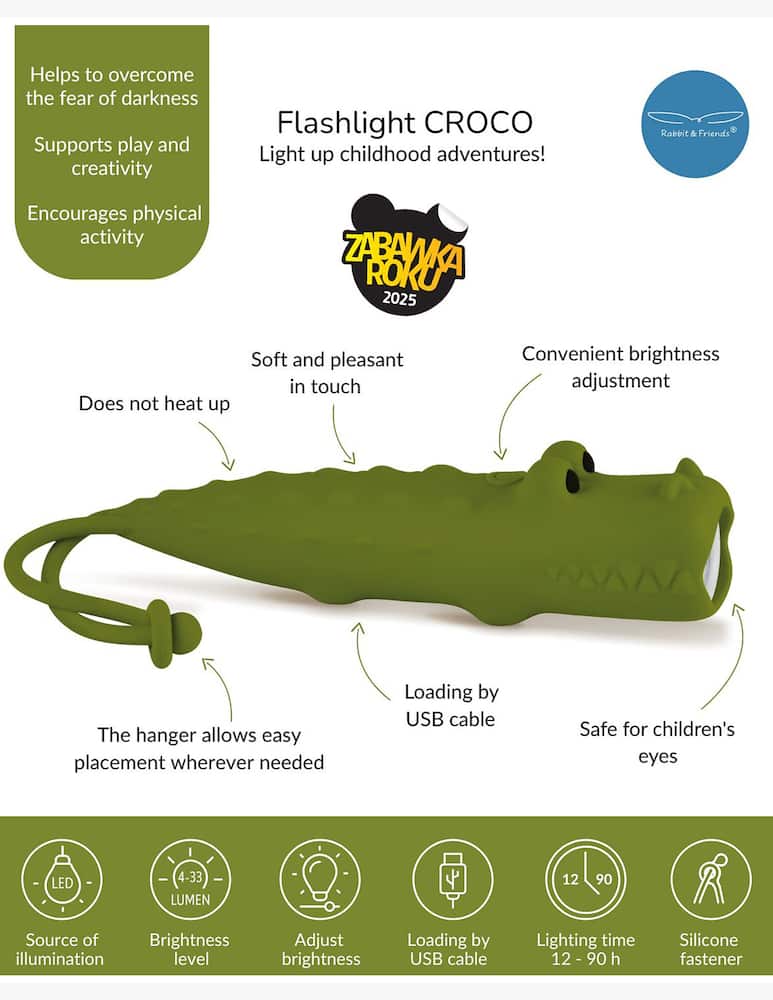 rinascente Buzz Crocodile silicone flashlight