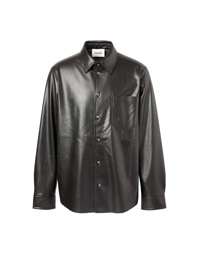 rinascente Nanushka Vegan lthr long sleeve shirt - black
