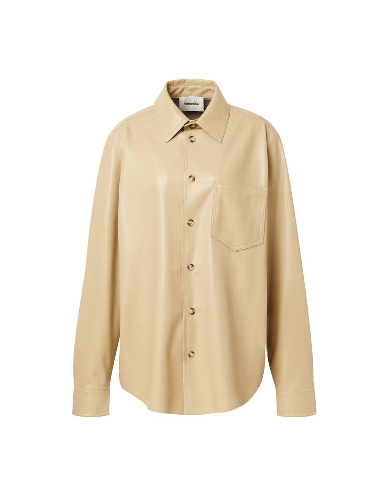 rinascente Nanushka Vegan lthr long sleeve shirt - grey