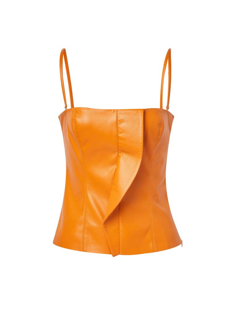 rinascente Nanushka Faux leather crop top with shoulder strap - orange