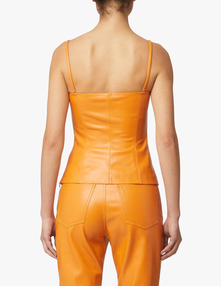 rinascente Nanushka Faux leather crop top with shoulder strap - orange