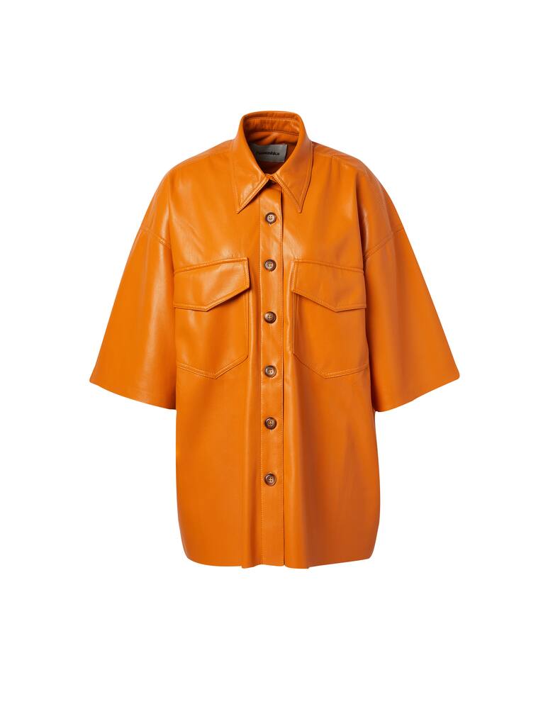 rinascente Nanushka Camicia bowling in pelle sintetica - arancione