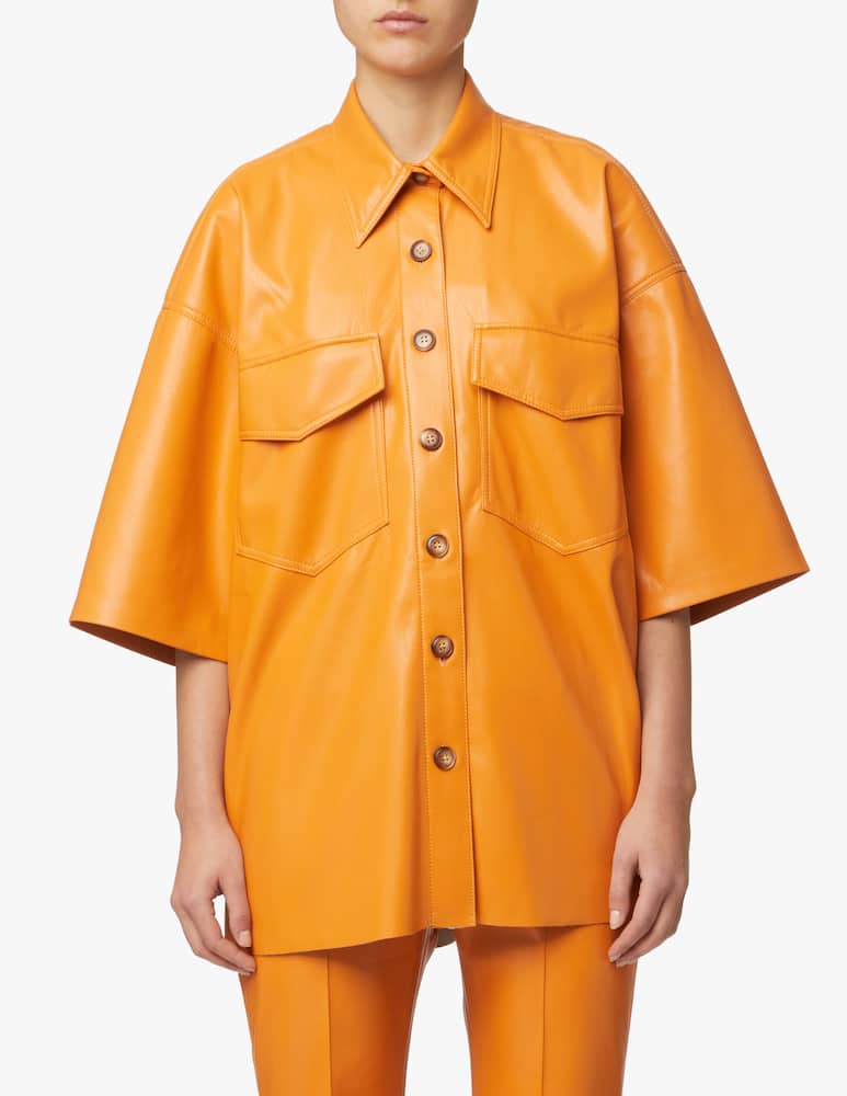 rinascente Nanushka Camicia bowling in pelle sintetica - arancione
