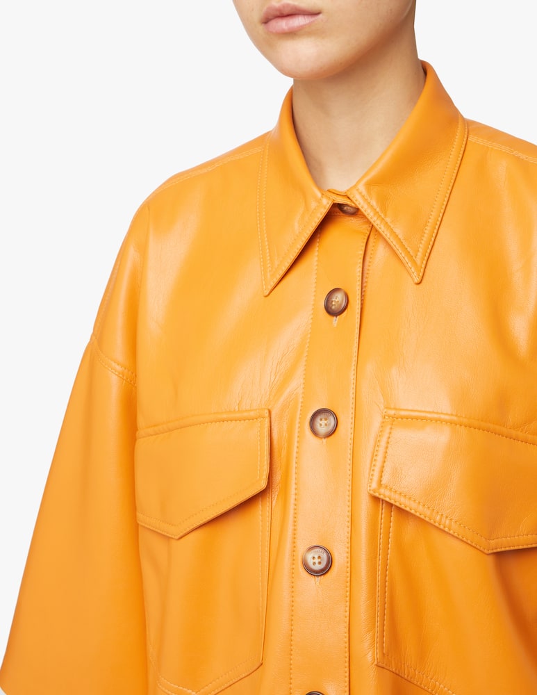 rinascente Nanushka Camicia bowling in pelle sintetica - arancione