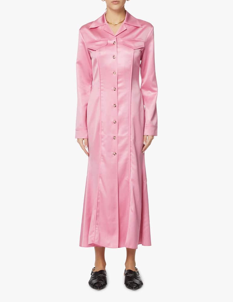 rinascente Nanushka Vestito lungo chemise in satin - rosa