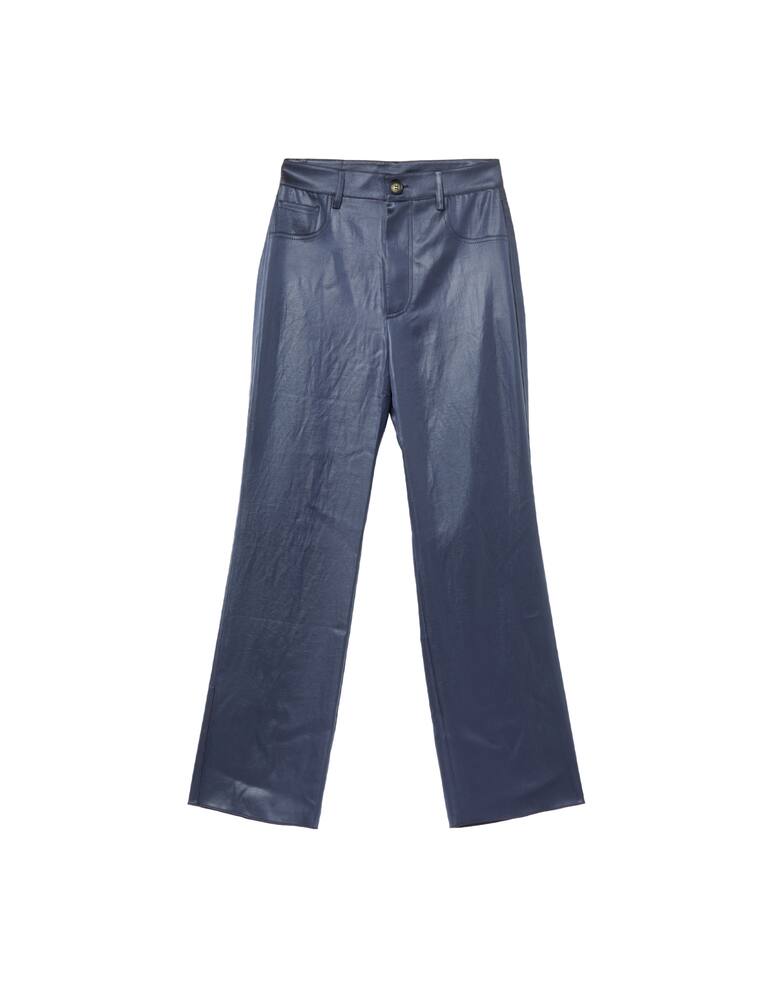 rinascente Nanushka Pantaloni a vita alta 5tasche in satin - blu