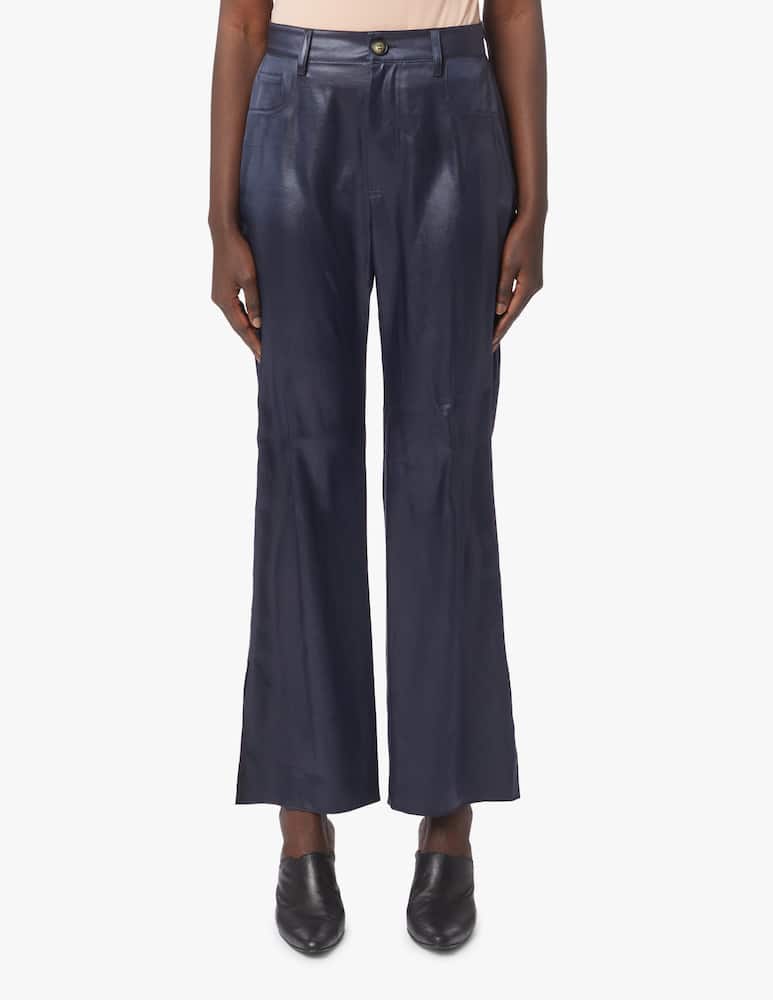 rinascente Nanushka Pantaloni a vita alta 5tasche in satin - blu