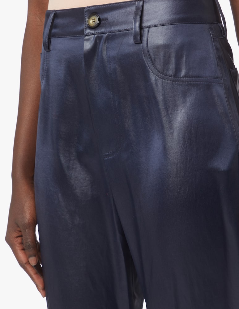 rinascente Nanushka Pantaloni a vita alta 5tasche in satin - blu