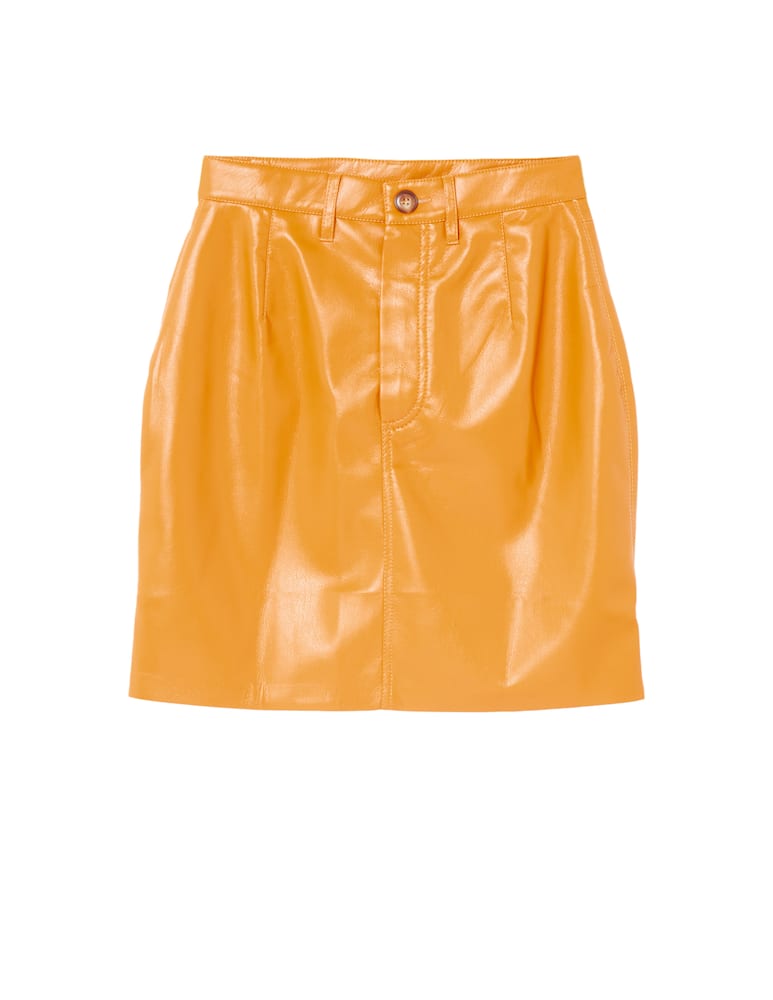 rinascente Nanushka Faux leather mini skirt with pocket on back - orange