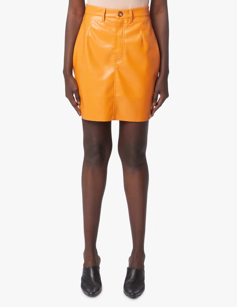 rinascente Nanushka Faux leather mini skirt with pocket on back - orange