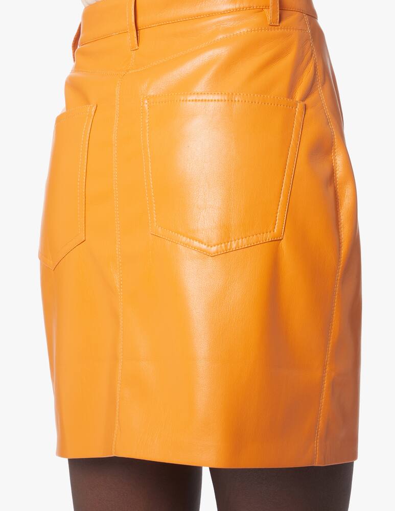rinascente Nanushka Faux leather mini skirt with pocket on back - orange