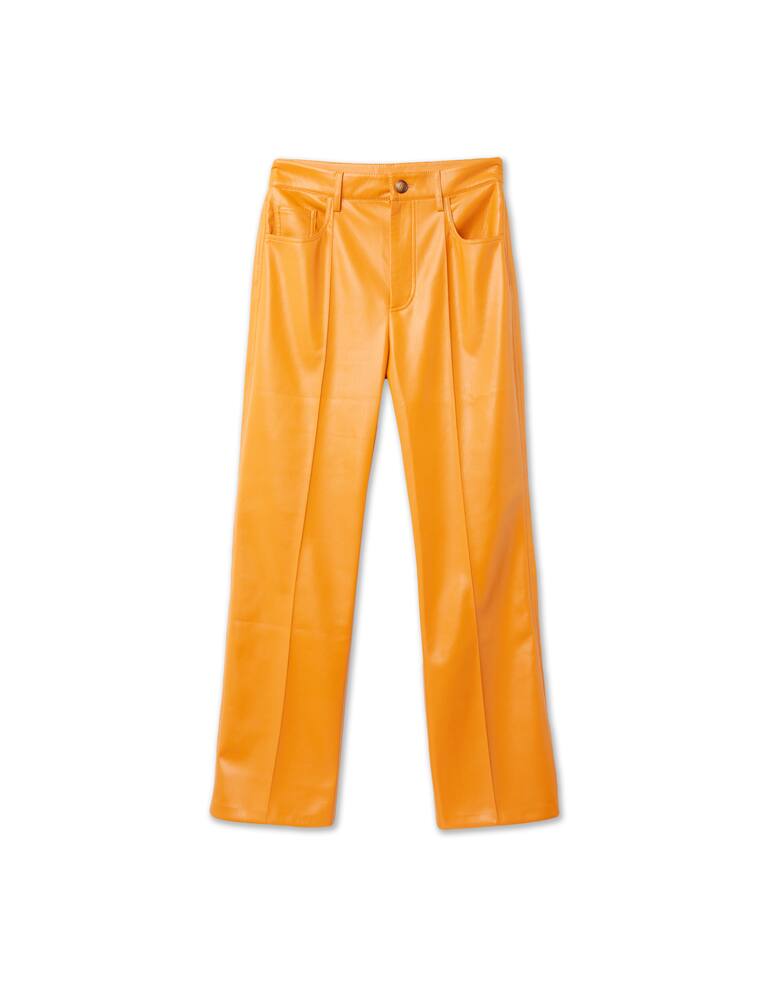 rinascente Nanushka Pantaloni a vita alta 5tasche in pelle sintetica - arancione