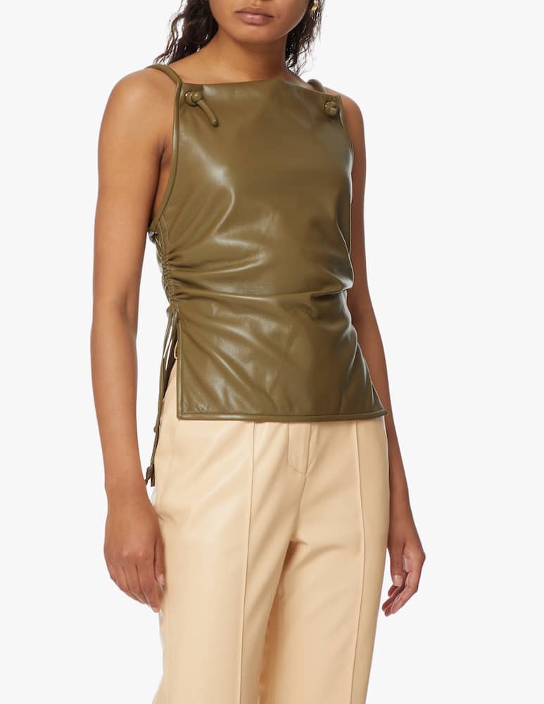 rinascente Nanushka Top con spalline in pelle sintetica Josca - oliva