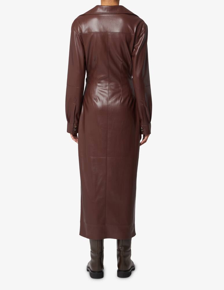 rinascente Nanushka Midi wrapped dress with open neckline and drapped waist - Brown