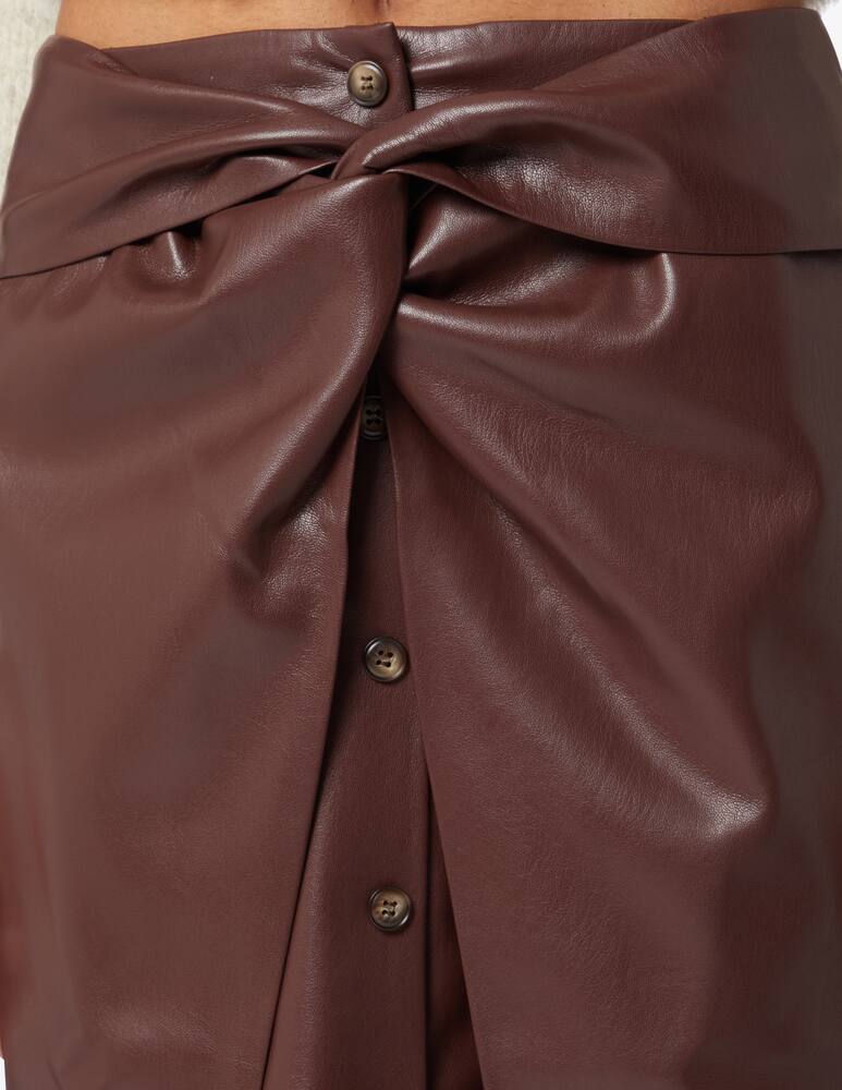 rinascente Nanushka Mini skirt knotted and twisted front sarong style - Brown