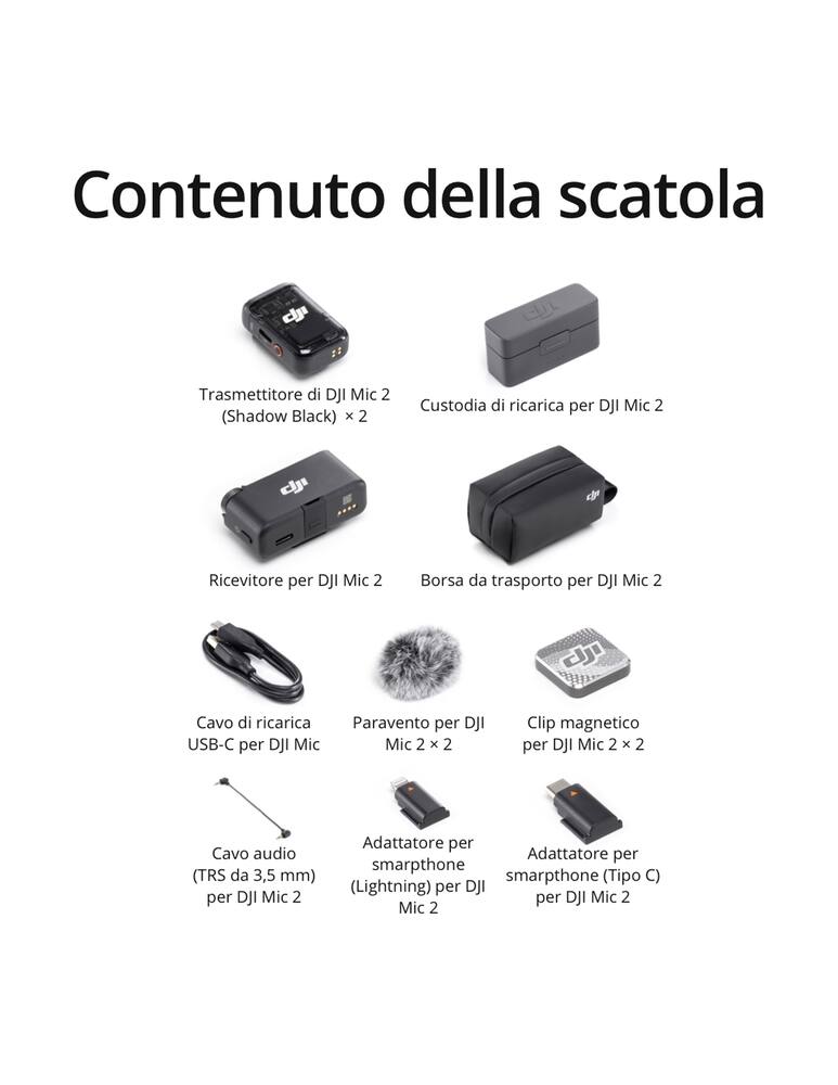 rinascente DJI Mic 2 (2 TX + 1 RX + Custodia di ricarica)