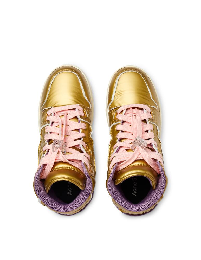 rinascente Acne Studios Face padded high-top sneakers - gold