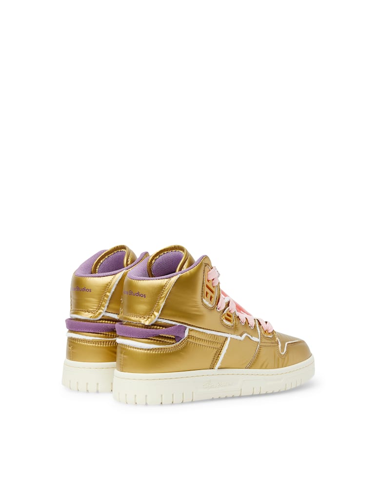 rinascente Acne Studios Face padded high-top sneakers - gold
